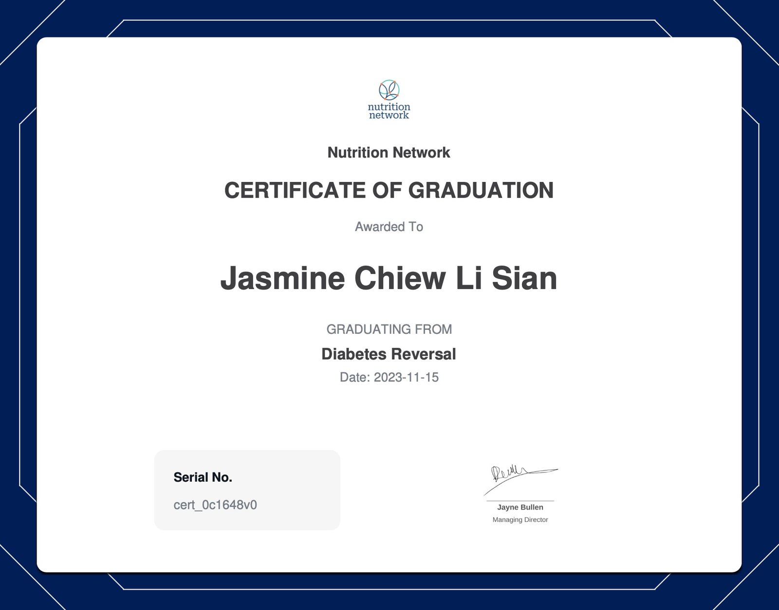 Nutrition Network Certificate